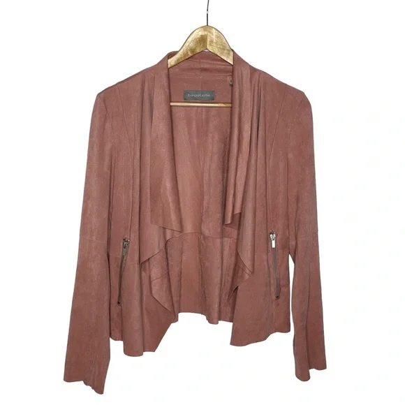 Like New Bagatelle Faux Suede Dusty Rose Draped Front Jacket s - Picture 2 of 11